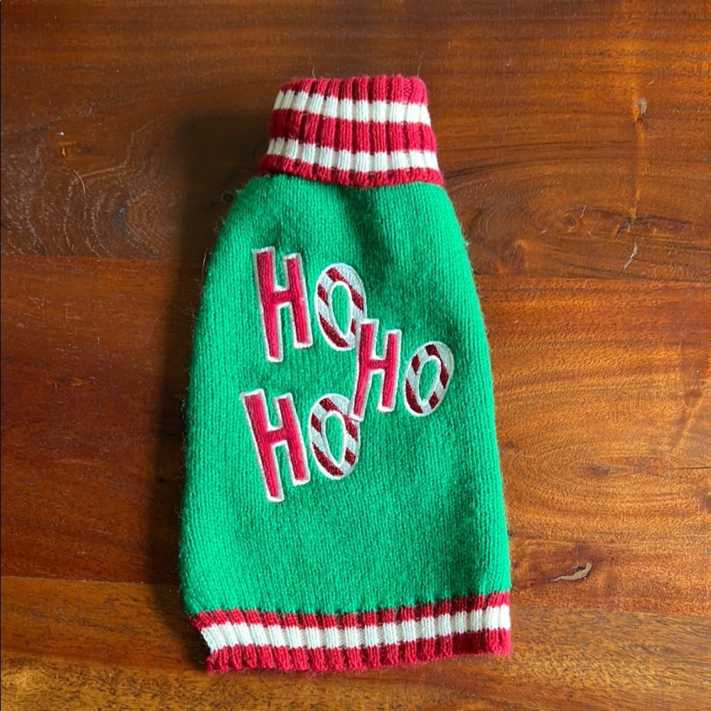 Ho ho ho holiday dog sweater.